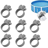 8 Stück Schlauchschellen Poolschlauch 32mm Verstellbar Schlauchschellen Kunststoff, Schellen für Poolschlauch, Filterpumpen Anschlussklemmen, Schlauch Schelle mit Griff, für Schwimmbecken Von 32mm