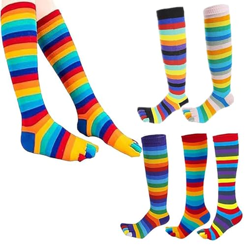 Chaussette à doigts femme pour le sport et le yoga de longues chaussettes hautes en coton