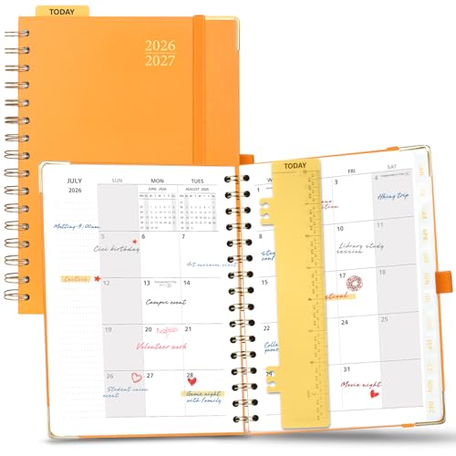 POPRUN 2026-2027 Monthly Planner, 18 Month Calendar (July 2026-Dec 2027), 6.25" x 8.5" A5 Spiral Hardcover Organizer with Dotted Note Pages, Professional Appointment Book for Business Office