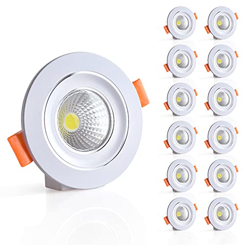 Rv Lights, 3 Inches 12 Volt Recessed Led Light, 12V Dc Led Lights, Puck Light, 6500K White Light Is Suitable For Rvs, Camping Cars, Cabinet Etc.（12 Pack #TOP12