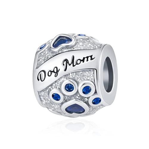 Dijes de perro cuentas de cristal azul con huellas pulseras Pandora