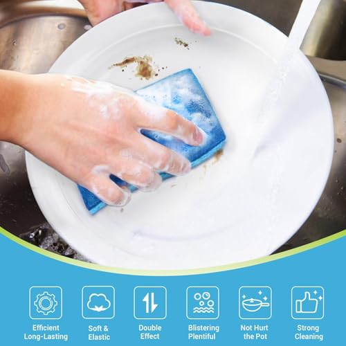 Image of AIDEA Non-Scratch Scrub Sponge, 48Count, Sponges for Dishes, Sponges Kitchen, Cleaning Sponge, Cleans Fast Without Scratching, Stands Up to Stuck-on Grime, Cleaning Power for Everyday Jobs