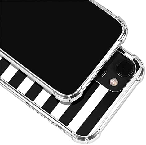Skinit Clear Phone Case Compatible with iPhone 13 - White and Black Stripes Design