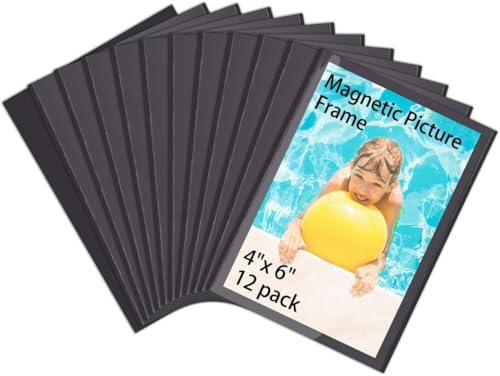 HIIMIEI 12 Pack 4x6 Inches Magnet Photo Frames for Refrigerator, No Scratch Magnetic Picture Frame Fridge Protected by Removable Film