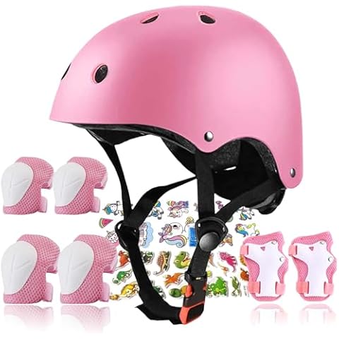 FOOKCIAN Kids Bike Helmet,Toddler Skateboard Helmets for Ages 2-3-5-8-14 Years Boys Girls with Knee and Elbow Pads Wrist Guards fit Roller Skates,Skateboarding,Skating Scooter Adjustable Bike Helmet Cover