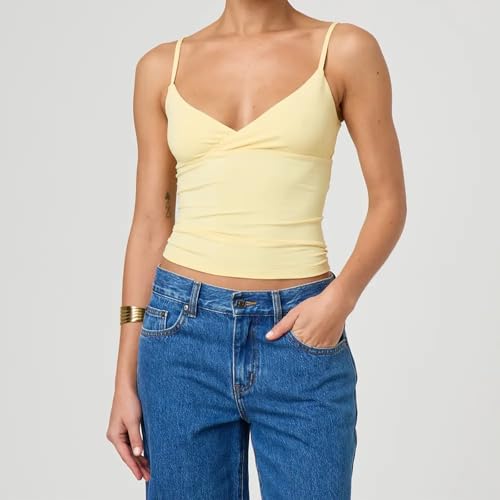 Y2K Spaghetti Strap Tank Top for Women Floral Printed V Neck Camisole Tops Teen Girls Cute Summer Going Out Tops2