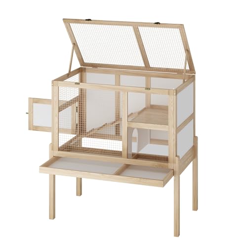 Timechee Casa de porquinho-da-índia para 2 com suporte, gaiolas de coelho para animais pequenos com