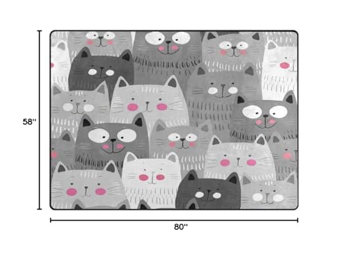 Alaza G875530P147C162S245 Gray Hipster Cat Kitten Area Rug Rugs thumb #7