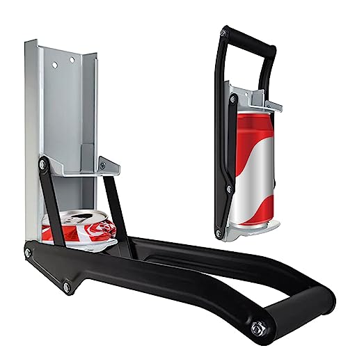 16oz Heavy-Duty Metal Can Crusher with Bottle Opener, Wall-Mounted Smasher for Aluminum Cans, Seltzer, Soda, Beer Cans & Bottles for Recycling, Space-Saving Home Gadget (Grey)