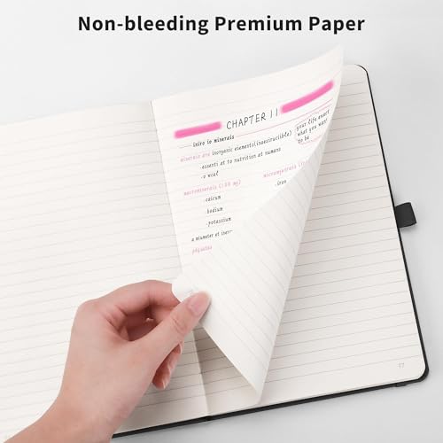 Image of RETTACY Lined Journal Notebook, 192 Numbered Pages, A5 Size (5.7'' x 8.3'') | Leather Hardcover, 100 GSM Thick Paper, for Men & Women, Journaling, Writing, Work & Office (Pink)