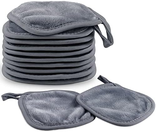 HOMEXCEL Makeup Remover Cloth 12 Pack,Reusable Makeup Remover Pads,Washable Ultra Soft Facial Cleansing Cloths For All Skin Types,5 X 5 In,Grey