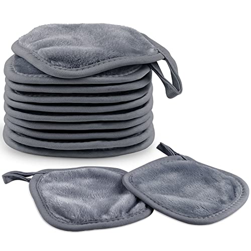 Homexcel Makeup Remover Cloth 12 Pack,Reusable Makeup Remover Pads,Washable Ultra Soft Facial Cleansing Cloths For All Skin Types,5 X 5 In,Grey #TOP21