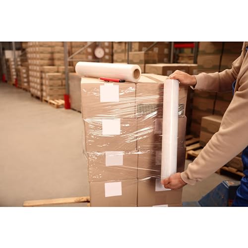 Commerline Stretchfolie-Wickelfolie Transparent 50cm 1500gr 6 Rolle-Umzugsfolie-Möbel Folie-Verpackungsfolie