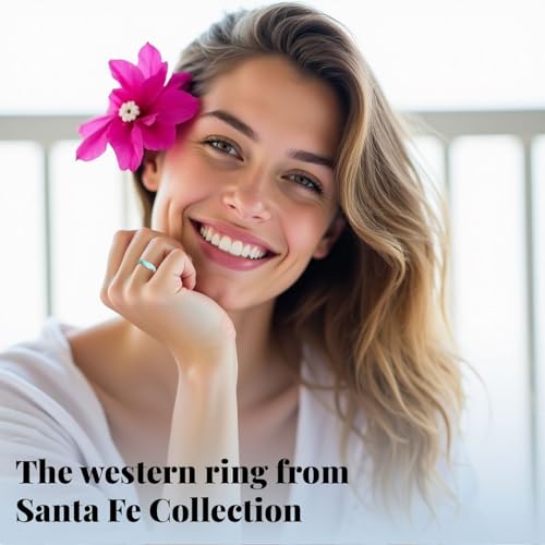 shop lc turquoise rings for women 925 sterling silver band boho turquoise jewelry for women santa fe style promise rings birthday gifts for womens