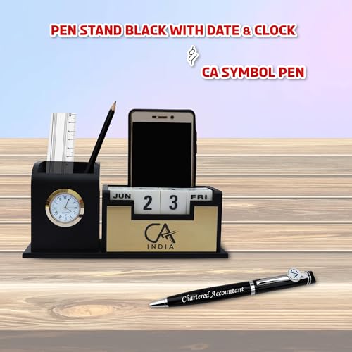 Image of SAVRI Personalized CA Gift Set - Engraved CA Logo Pen & Pen Stand | Professional Gift for Chartered Accountants - Ideal for CA Day, Graduation, Seminars, Corporate Gifting