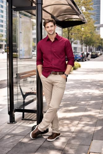 Image of Tagas Men's Shirt|Men's Everday Regular Fit Solid Shirt | Cotton Rich |Men's Washed Cotton Twill Casual Shirt - Regular Fit|(Available in Plus Sizes)