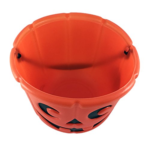 KINREX Halloween Pumpkin Candy Bucket - Trick or Treat Plastic Basket for Kids - Great Party Decor Favors - Orange - Measures 5.5 inches - Thumbnail 6