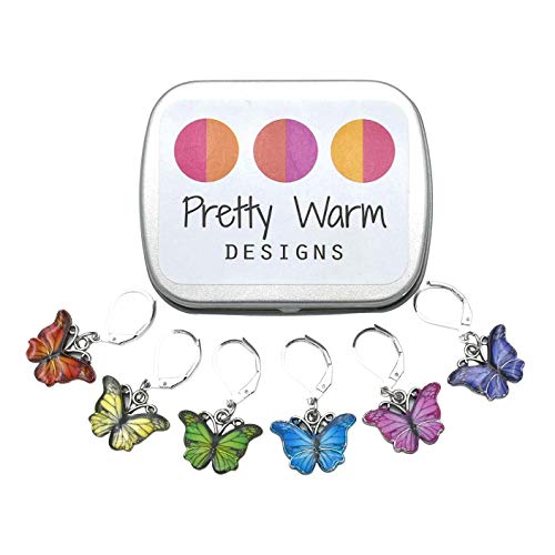 Butterfly Charms Locking Clips Row Counters With Case, Crochet Gifts for Crocheters, by Pretty Warm Designs