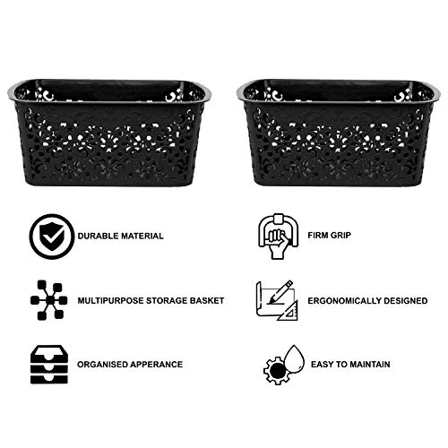 Image of Cutting EDGE Plastic Turkish Storage Basket, Small, Black (Set of 2)