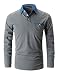 Produktbild GHYUGR Poloshirts Herren Basic Langarm Baumwolle Polohemd Denim Nähen Golf T-Shirt S-XXL,Grau 1,L