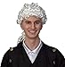 Skeleteen George Washington White Rubber Wig - Historical Colonial Powdered Wig with Ponytail Costume Accessory for Adults and Children