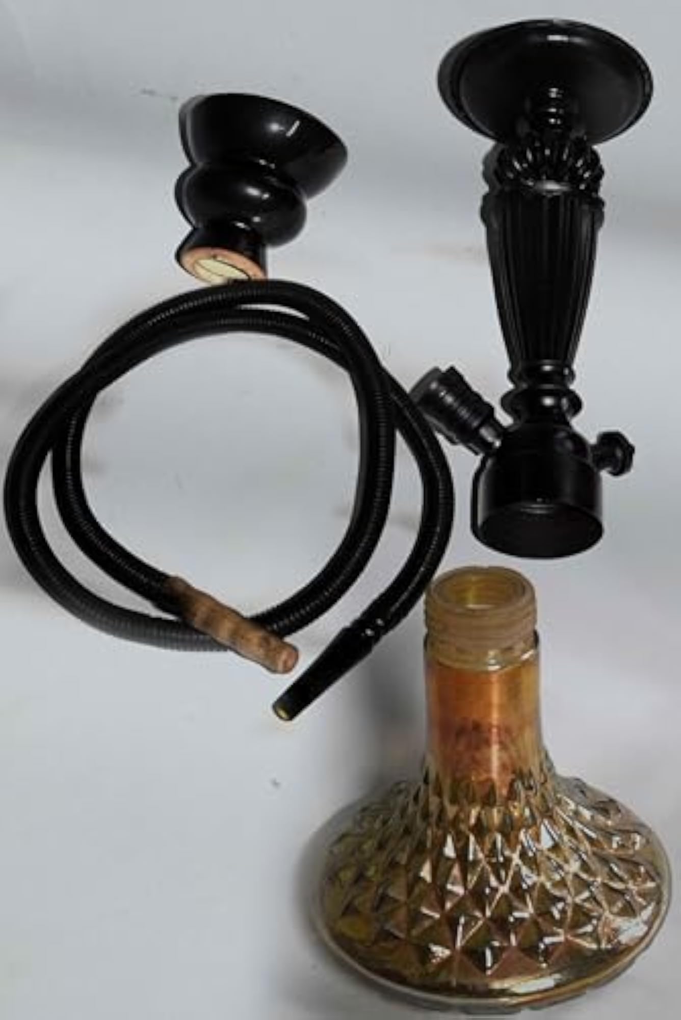 Matte Black Series Premium Hookah with Diamond Pattern Base