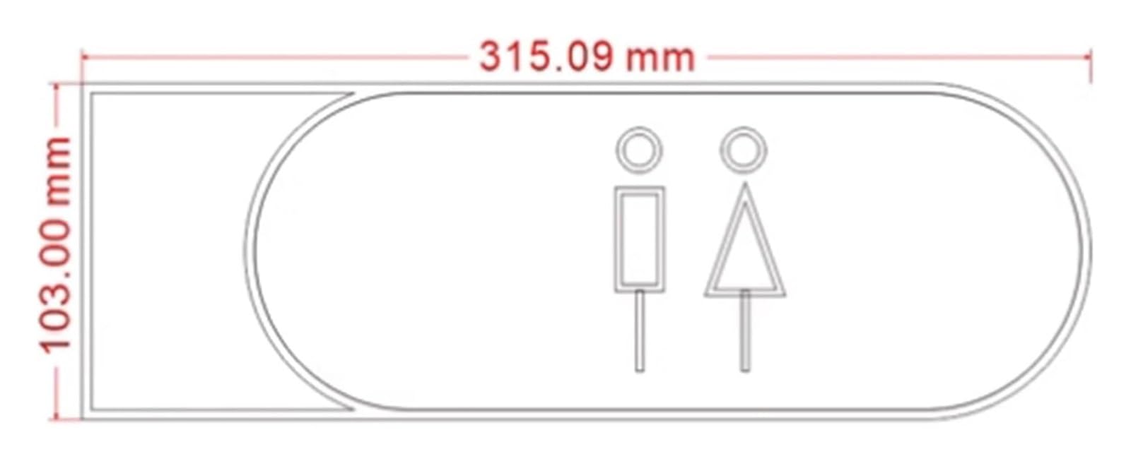 Carteles para aseos, Letrero decorativo for puerta de baño for hombre y mujer, 10,3x31,5 cm