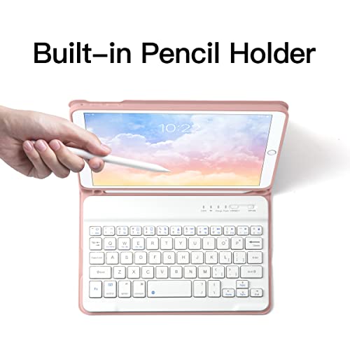 Gudou Bluetooth Keyboard Case For Ipad Mini4 /5 7.9Inch,Wireless Detachable Ipad Keyboard Case With Pencil Holder(Pink) #TOP2