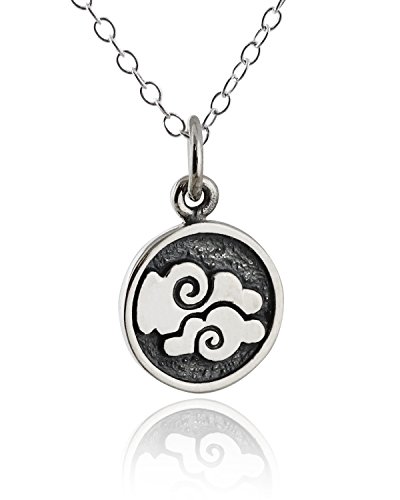 Pendentif double face éléments air en argent avec chaîne, cadeau d'anniversaire astrologie