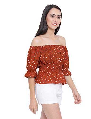 Image of Women Off Shoulder Cotton Color Block Top
