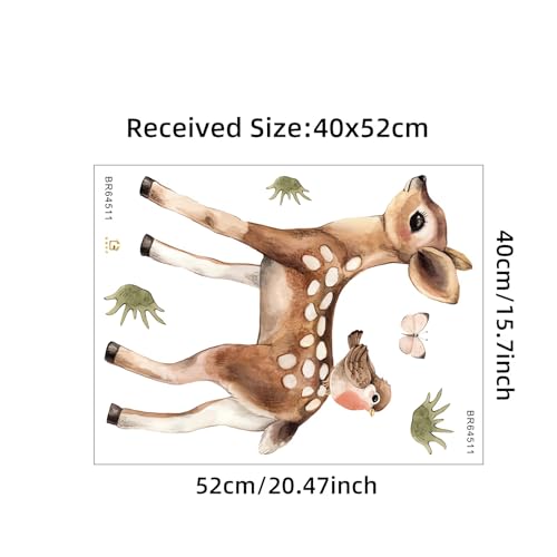 Vinilo Decorativo Cute Fawn and Bird Cartoon miniatura 6