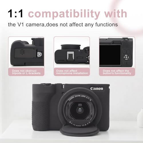 Funda para cámara Canon PowerShot V1 silicona negra miniatura 3