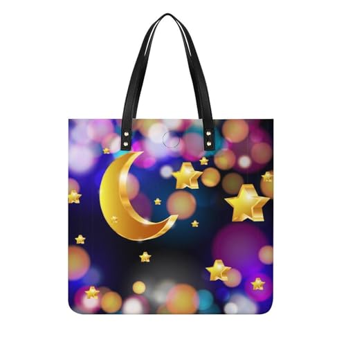 Sac à bandoulière Étoiles d'or de la lune cabas femmes grand sac à main shopper pour le travail