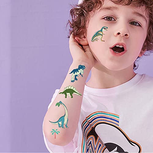 Deen Dinosaur Tattoos for Kids 12 Sheets,Luminous Dino Temporary Tattoos,Glow In The Dark Dinosaur Tattoo Stickers for Kids Party Bag Fillers,Gifts for Girls Boys Party Games Stuff Supplies - Image 3