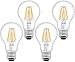 Luxvista Sin-Parpadeo 8W A60 E27 Regulable Globo Vintage Edison Bombilla LED Decorativa con 800 Lúmenes, 75-80W Equivalente (4-Unidades, Luz Cálida 2700K)