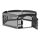 SMUG Dog Playpen 6-Panel 24 Inch Safe Secure Indoor Outdoor Pet Fence, Folding Portable 35 x 35 x 24IN, Ideal for Small to Medium Dogs Easy to Clean (Black)