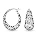 LeCalla Sterling Silver Earrings Filigree Hoops | Lightweight Italian 925 Silver Hoop Earrings Small Oval Antique Oxidized Filigree Design Earring Hoops for Women 25mm