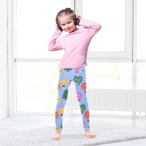 Color Light Bulb Girls Leggings,Workout Leggings for Girls Toddler Athletic Legging Size for 3-10T4
