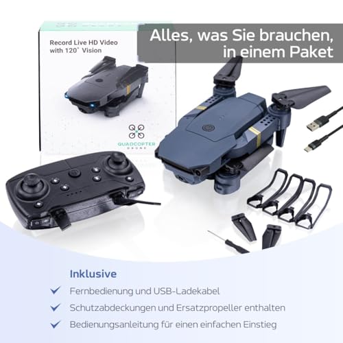 Faltbare Drohne mit Kamera – RC Quadcopter, 1080P HD, FPV, Altitude Hold, 360° Flips, Headless Mode, WiFi, Ausführung: Akkus variabel (Akkus: 2 St.) – Bild 3