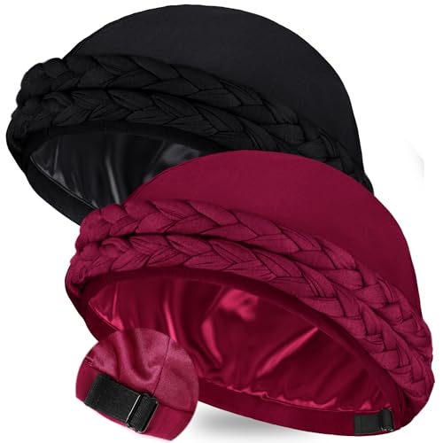 Image of Ababalaya Adjustable Satin Lined Turban for Women Mens Halo Turban Silky Lined Head Wraps for Waves Braids Locs Sleep Cap