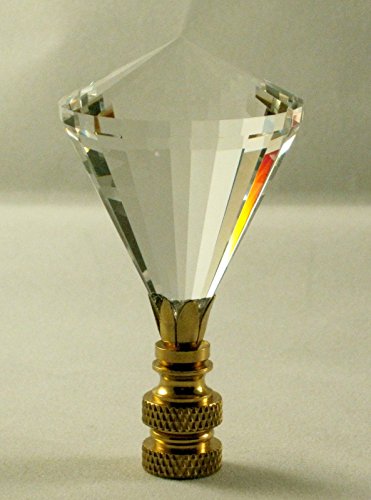 Image of LAMP Finial-Stunning LEADED Crystal LAMP Finial-Clear Diamond /PB