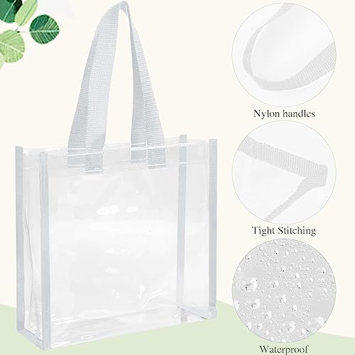 Eccliy 30 Pack 12x12x6 Inch Clear Tote Bag Stadium Approved Bulk Plastic Beach Tote Gift Bag with Handle for Gym Sports3