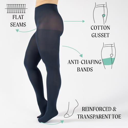 Image of CALZITALY Plus Sizes Anti-Chafing Opaque Tights | 60 DEN | L - 4XL | Black | Italian Hosiery