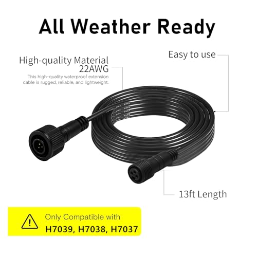 13ft Smart Outdoor String Lights Extension Cord,4m Power Cable with 3-Pin Plug，Compatible only with Go-ve Lights H7039, H7038, H7037 by DRHLWZN - Image 4