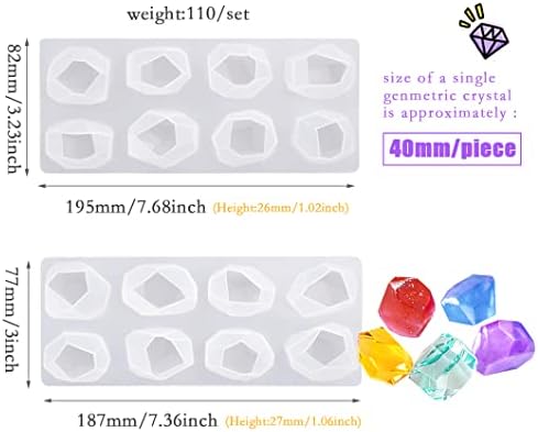 Rolin Roly 2PCS Gemstone Resin Moulds Irregular Silicone Mold Jewelry Casting Mold Multi-Facet Crystal Epoxy Mould Geometric Jewelry Mould DIY Craft Decoration Home Handmade