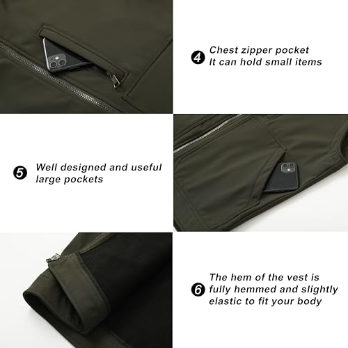 Image of VtuAOL Men's Lightweight Softshell Vest Outdoor Quilted Vest Sleeveless Jacket for Travel Hiking Golf