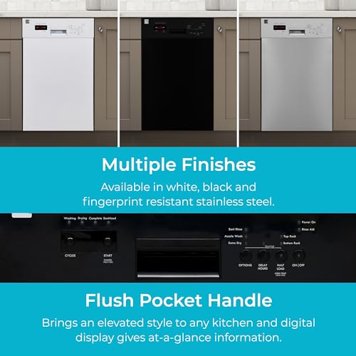 Kenmore 2214709 22-14709 18 Inch Built-In Stainless Steel Tub Dishwasher With Easyflex 3Rd, Smartwash, Ultrawash Plus, Turbodry, Morespace Adjustable Rack, Energy Star, 22.44"D X 17.65"W X 32.29"H, Black thumb #9