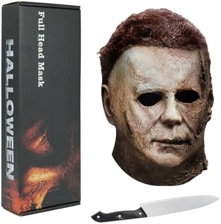 Xambop Michael Myers Maske Ganzer Kopf Horror Schwarz Latex Maske Kostüm Requisiten