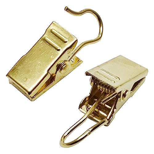 Metal Hook Curtain Clips, 40Pcs Curtain Photo Clips with Hooks for Home Decor, Photo, Craft Display (Gold)