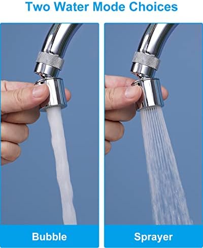 Waternymph Dual-Function 2-Flow Kitchen Sink Aerator, ACS Certification, 2 Sprayer with Soft Bubble Stream and Strong Sprayer, Water Saving - 24mm Male Thread - Chrome(M24)
